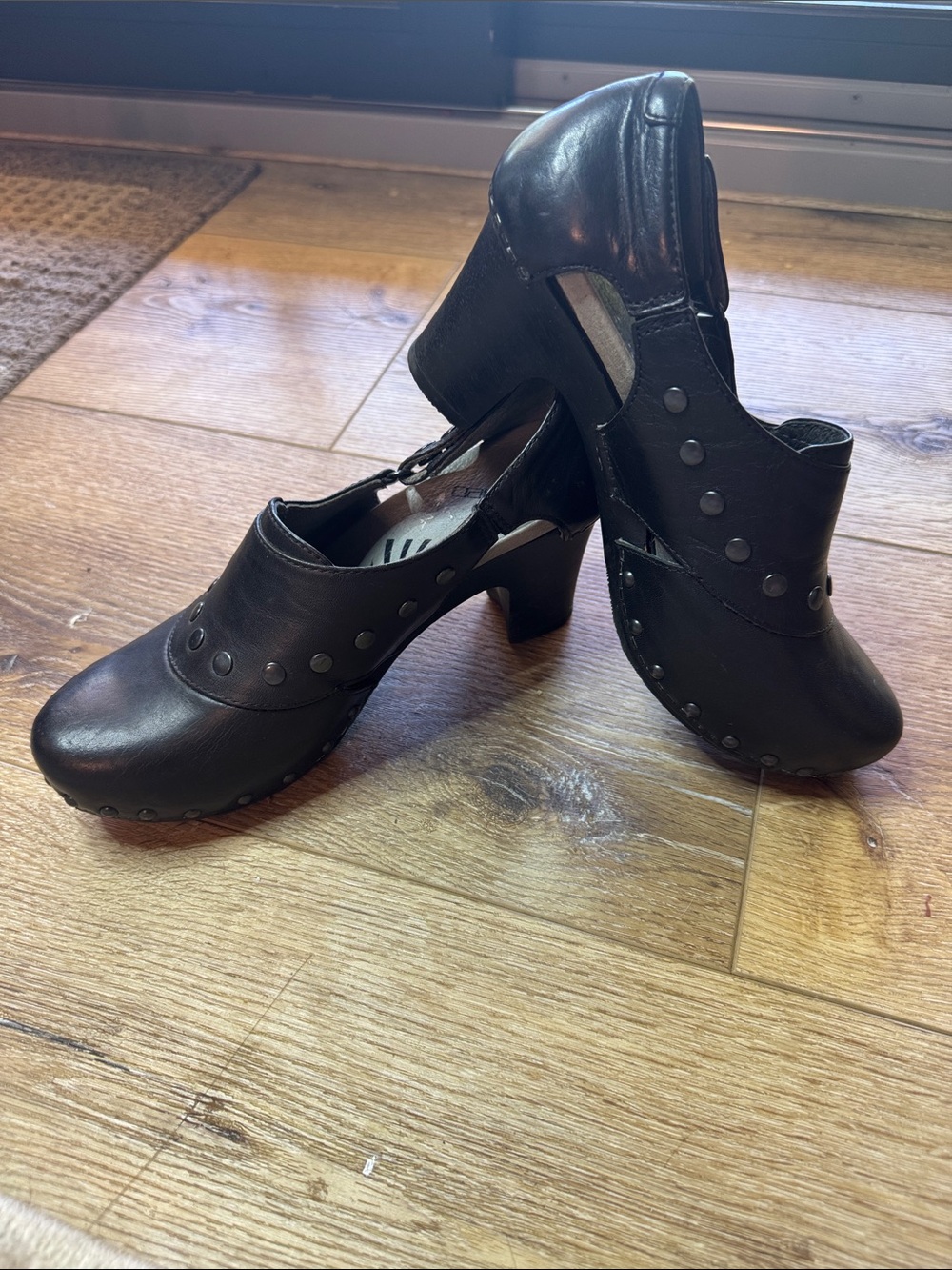 Dansko Black Studded Leather Clogs